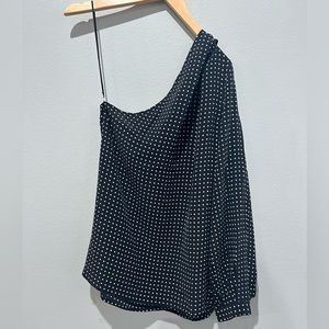 Equipment Silk Polka Dot One shoulder Blouse